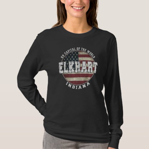 Elkhart Indiana Vintage American flag T_Shirt