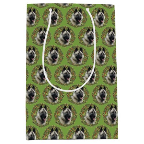 Elkhound Portrait Wreath Medium Gift Bag