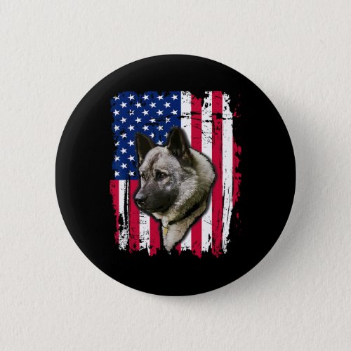 Elkhound Us Flag 4th Of July  Button