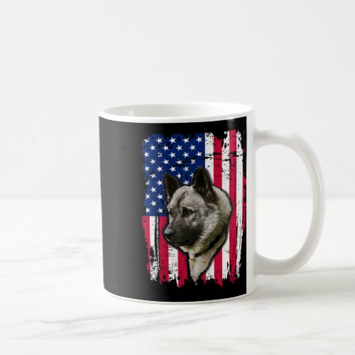Elkhound Us Flag 4th Of July  Coffee Mug