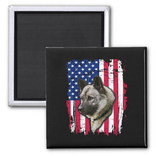 Elkhound Us Flag 4th Of July  Magnet