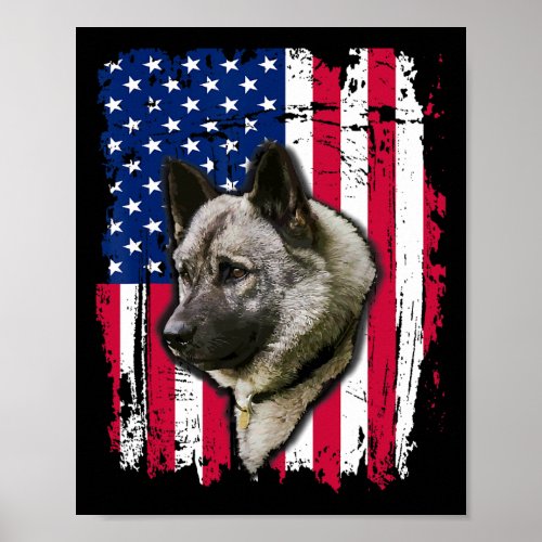 Elkhound Us Flag 4th Of July  Poster