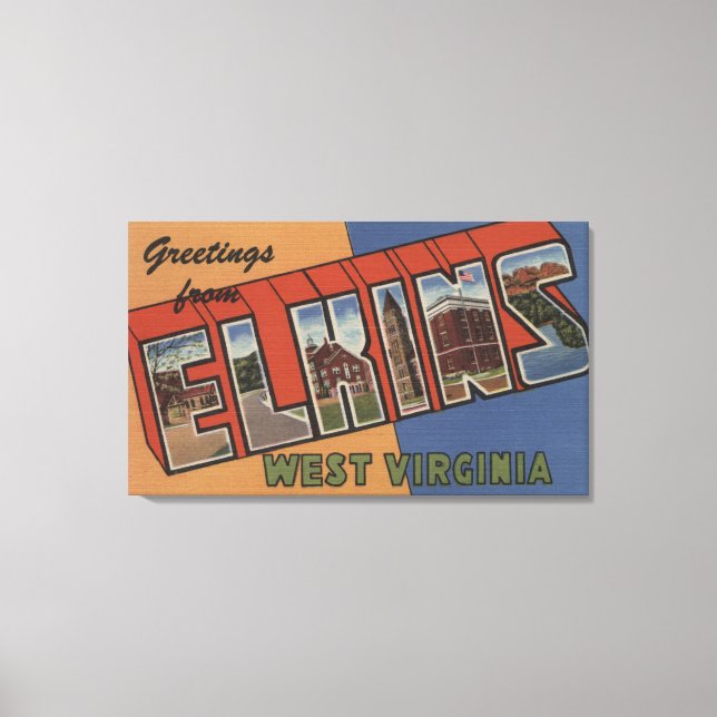 Elkins, West Virginia - Large Letter Scenes Canvas Print (Front)
