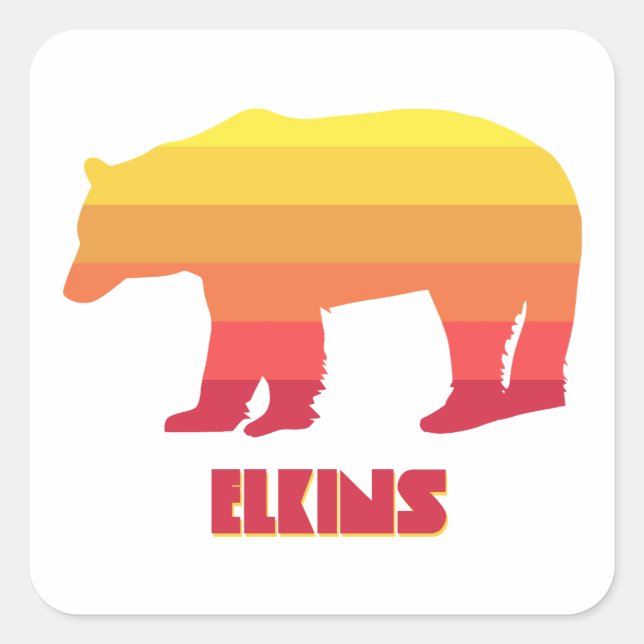 Elkins West Virginia Rainbow Bear Square Sticker (Front)