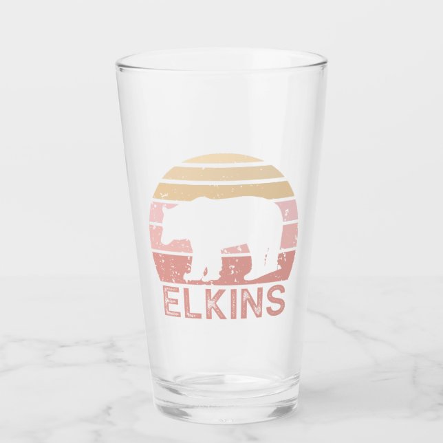 Elkins West Virginia Retro Bear Glass (Front)