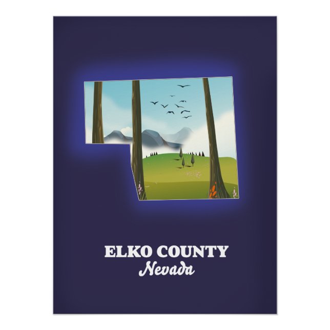 Elko County Nevada map Poster (Front)