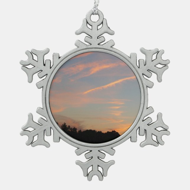 Elkridge Sunset Maryland Landscape Snowflake Pewter Christmas Ornament (Front)