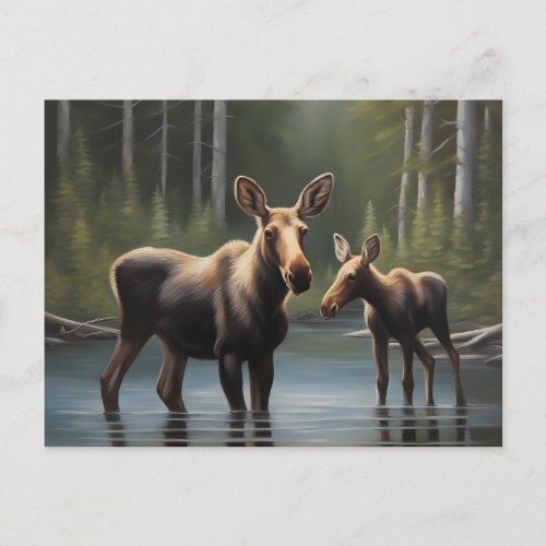 Elks in Forest Postcard