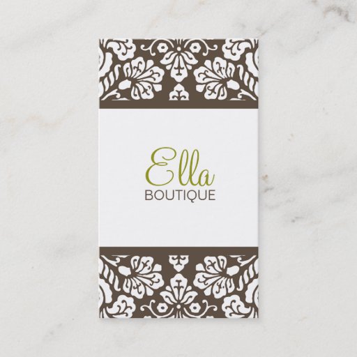 Customizable Ella #4 Brown Damask Chic Business Card