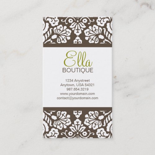 Ella #5 Brown Damask Chic Business Card