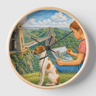 Ella and Bella Sketch Clifton Suspension Bridge Clock
