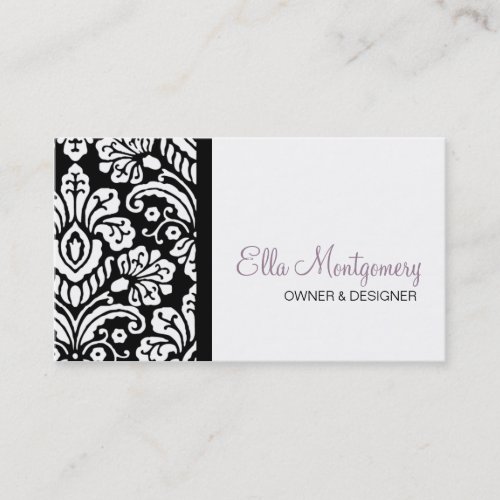 Ella Black Damask Business Card Special Listing