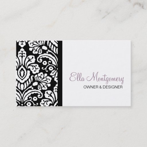 Customizable Ella Black Damask Business Card Special Listing
