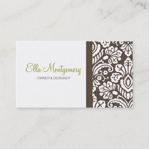 Ella Brown Damask Chic Business Card