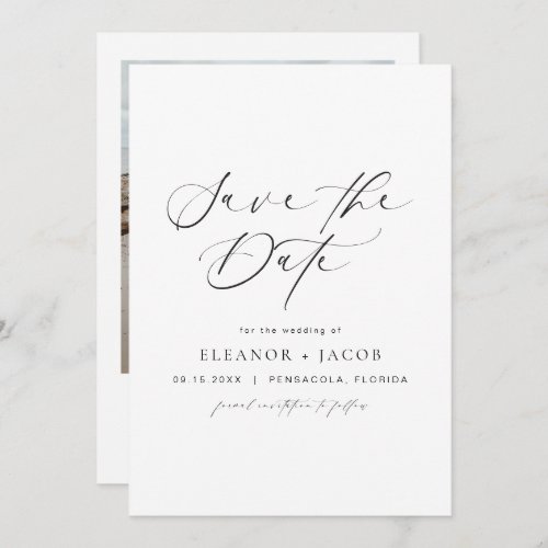 ELLA Elegant Minimalist Script Photo Save the Date Invitation