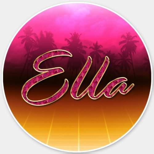 Ella First Name Golden pink Sticker