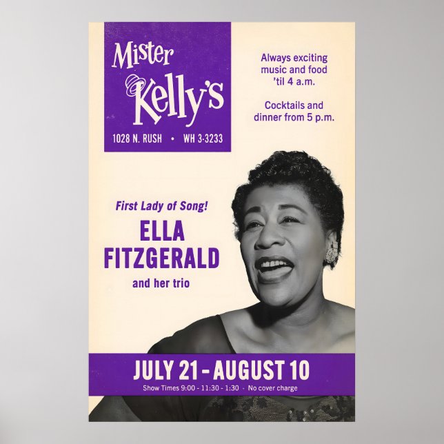 Ella Fitzgerald jazz poster - Live at Mister (Front)