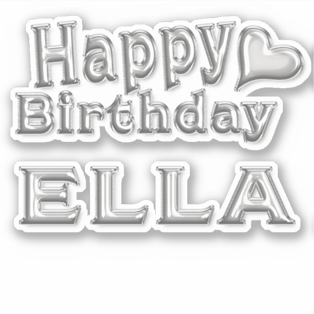 Ella Happy Birthday silver Sticker (Front)