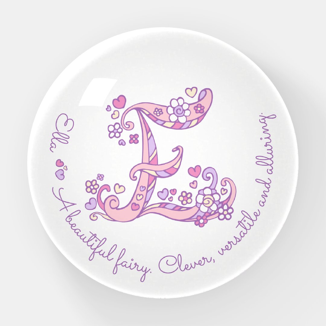 Ella letter E doodle art name meaning Paperweight Zazzle