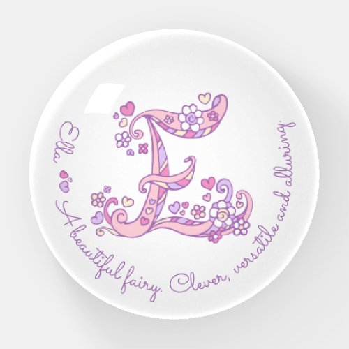Ella letter E doodle art name meaning Paperweight