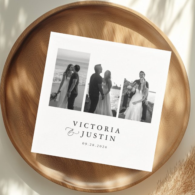ELLA Modern 3 Photo Wedding  Napkins (Creator Uploaded)
