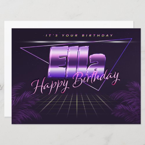 Ella Name First name lila retro card Birthday