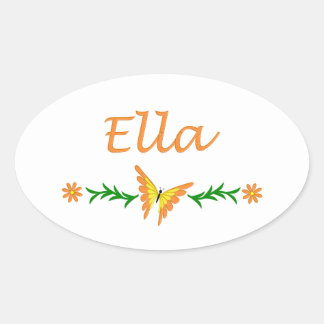 Ella (Orange Butterfly) Oval Sticker