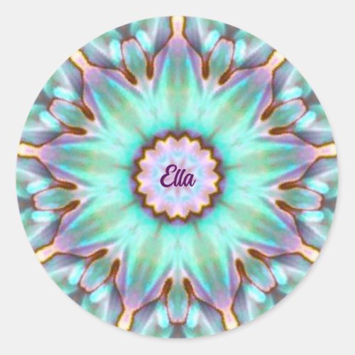 ELLA  Personalized Paua Shell Fractal  Classic Round Sticker