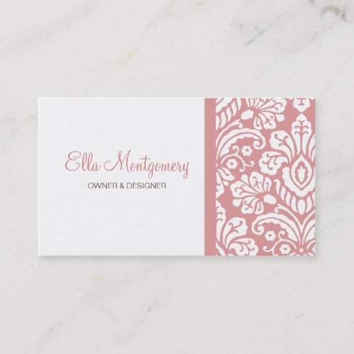 Ella Pink Damask Chic Business Card