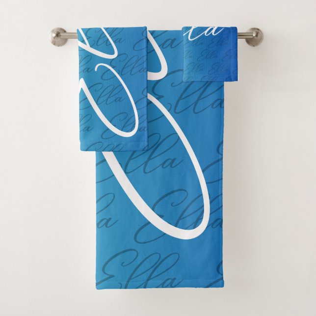 Ella Repeating Name Pattern Design Bath Towel Set (Insitu)