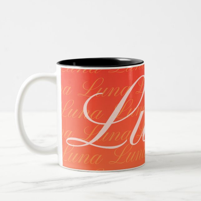 Ella Repeating Name Pattern Design Two-Tone Coffee Mug (Left)