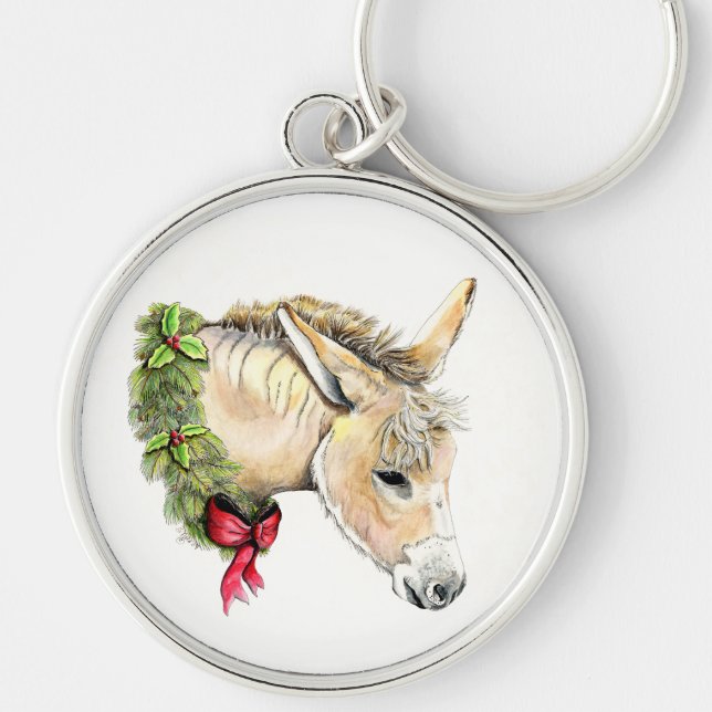 Ella the Christmas Donkey Keychain (Front)