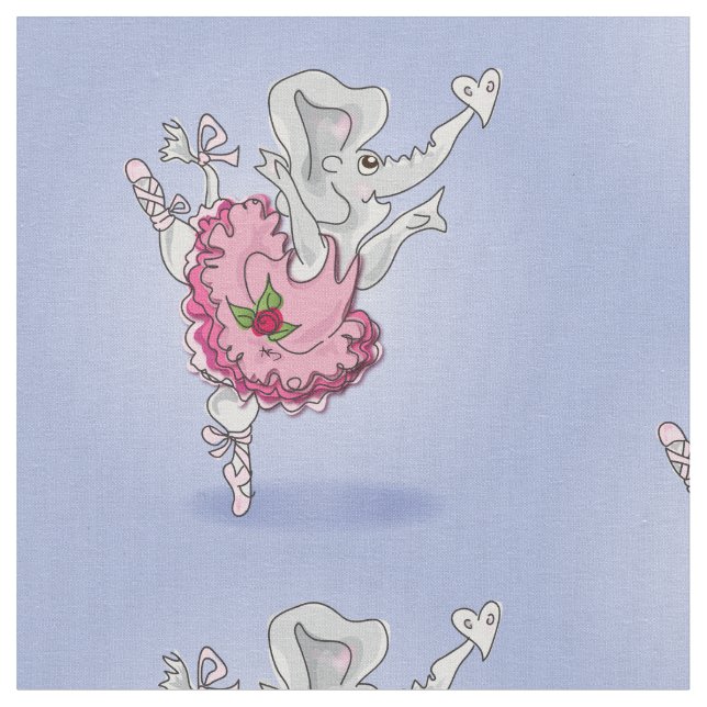Ella the Elephant ballerina fabric (Close Up)