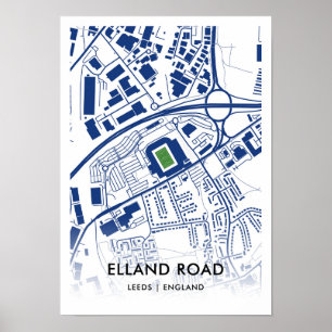 Elland Road Stadium Map – Home of Leeds United FC Poster