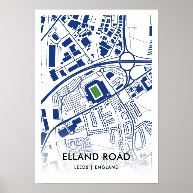 Elland Road Stadium Map – Home of Leeds United FC Poster (Front)