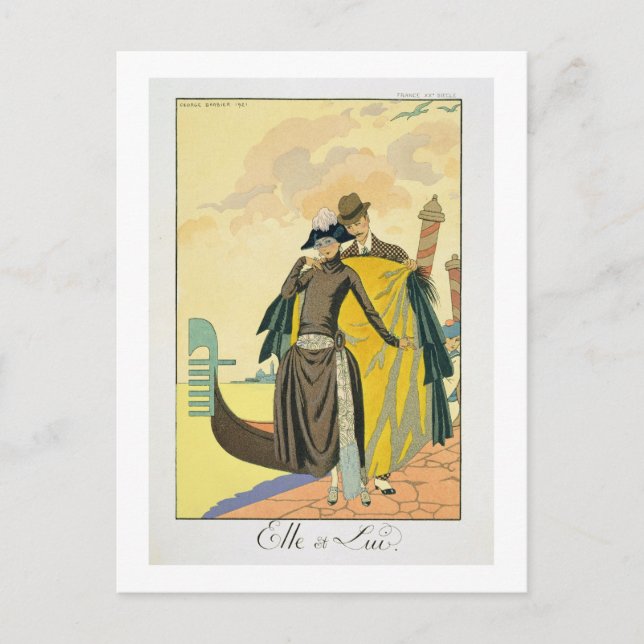 Elle et Lui, 1921 (pochoir print) Postcard (Front)