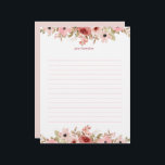 ELLE Pink Flower Elegant Lined Letterhead<br><div class="desc">Made for you!</div>