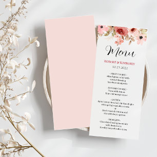 ELLE Pink Flower Elegant Wedding Menu