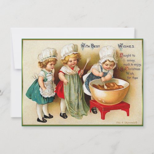 Ellen Clapsaddle 3 Little Girls Vintage Christmas Note Card
