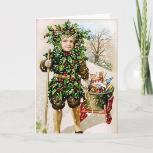 Ellen Clapsaddle Holly Boy with Toys Holiday Card