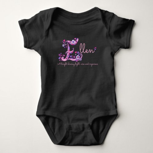 Ellen girls name  meaning letter E baby apparel Baby Bodysuit