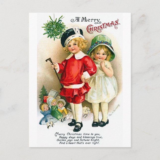 Ellen H. Clapsaddle: Boy and Girl with Toys Postcard (Front)