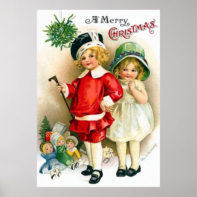 Ellen H. Clapsaddle: Boy and Girl with Toys Poster (Front)
