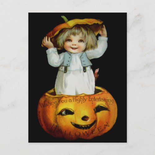 Ellen H Clapsaddle Boy in Pumpkin Postcard