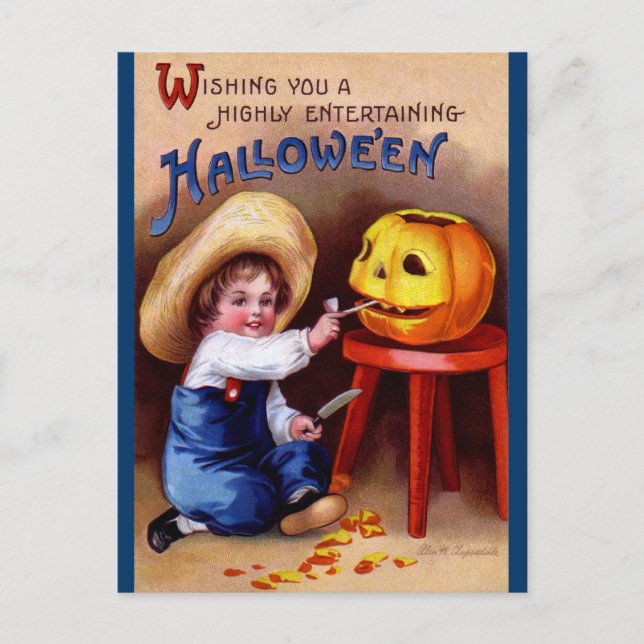 Ellen H. Clapsaddle: Boy with Jack O'Lantern Postcard (Front)