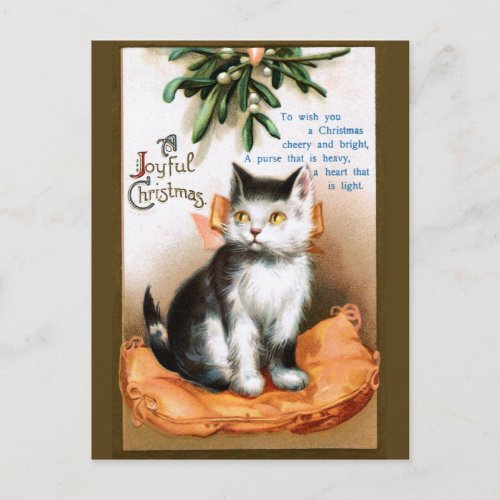Ellen H Clapsaddle Cat under Mistletoe Postcard