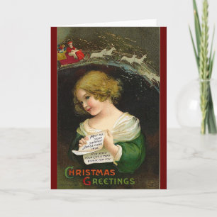 Ellen H. Clapsaddle - Christmas Girl with Letter Holiday Card