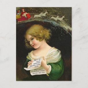 Ellen H. Clapsaddle - Christmas Girl with Letter Holiday Postcard