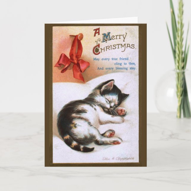 Ellen H. Clapsaddle: Christmas Kitten Holiday Card (Front)