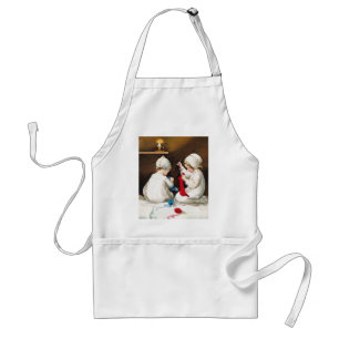 Ellen H. Clapsaddle: Girls Stitching Stockings Adult Apron